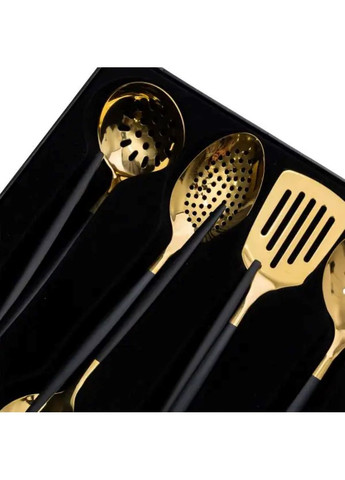 Набір кухонного приладдя 12 предметів столові прилади з нержавіючої сталі Золото з чорним HP-20-22 Jooki (358705977)