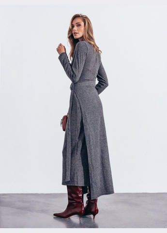 Темно-серое кэжуал платье-макси тёмно-серого цвета Dressa однотонное