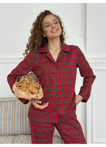 Червона всесезон стильна жіноча піжама фемілі лук сорочка + брюки Vakko