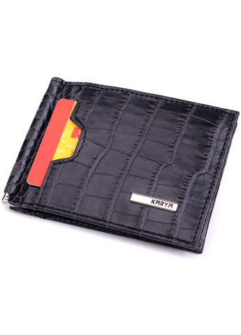 Практичний чоловічий гаманець-затиск із натуральної шкіри 22851 Сірий Karya (318823553)