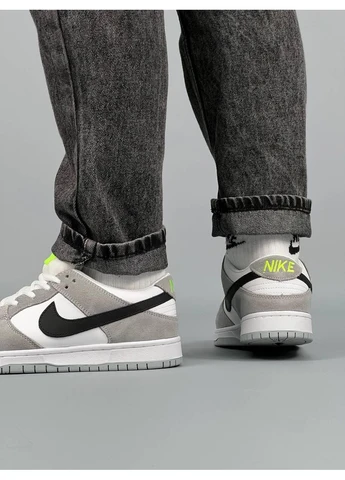 Білі літні кросівки nike dunk low pro l.gray white black найк данк No Brand