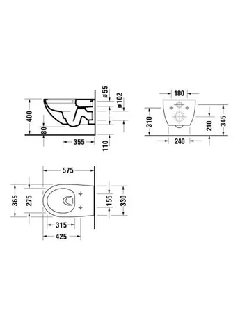Підвісний унітаз ARCHITEC, білий/глянсовий, овальна Duravit (401879619)