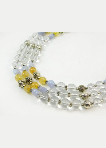 Ексклюзивне намисто "Латта" Гірський кришталь, Цитрин, Сапфірин галтівка, 3 ряди Fursa fashion (322314329)