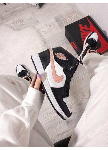 Розовые демисезонные кроссовки мужские nike air jordan 1 high black pink найк аир джордан No Brand