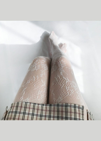 Комплект ажурні колготки в мереживо чорні і білі з квітами плющем два кольори один розмір панчохи з візерунком лоліта готика No Brand (307165463)