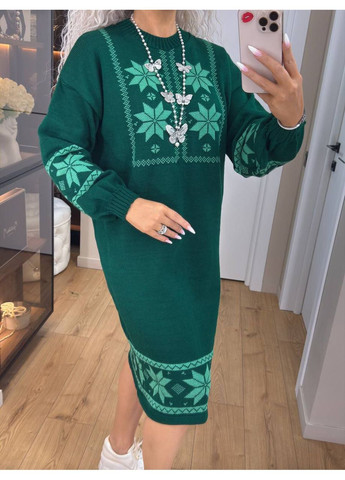 Смарагдова повсякденний сукня в'язана тепла  LeVi