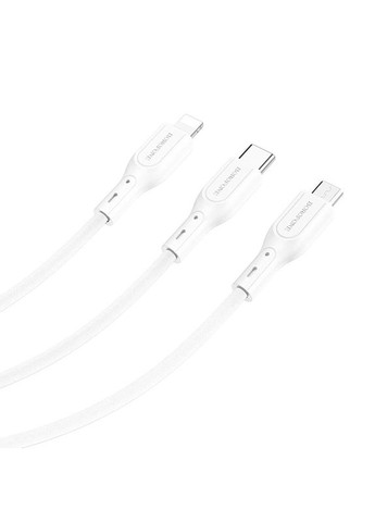 USB кабель BX66 3 в 1 Lightning/ MicroUSB/ Type-C 2A 1m белый Borofone (268218343)