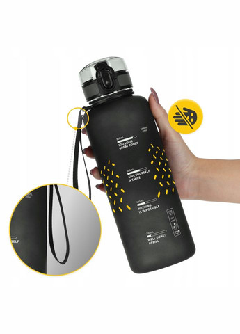 Пляшка для води спортивна P-5905973403788, 1000 мл, чорний 4FIZJO (329078959)