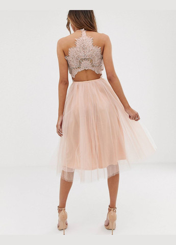 Бежевое платье меди пышное Asos