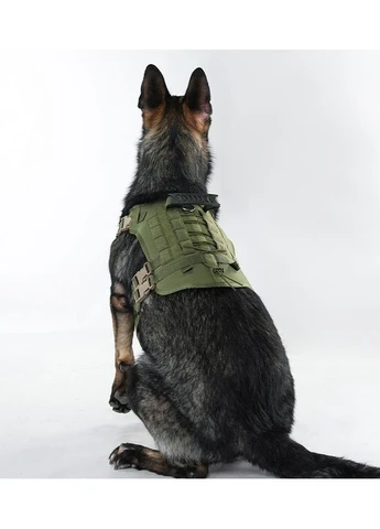 Тактична шлейка-жилет для собак з ручкою та системой MOLLE, хакі No Brand (382678134)