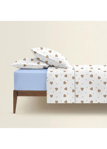 Двуспальное постельное белье с простыней на резинке BEIGE HEARTS CS2 (4822052400432) Cosas (393210827)