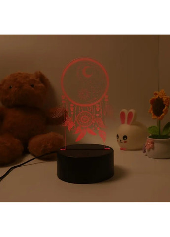 3D ночник "Ловец снов" с RGB LED-подсветкой - акриловая лампа с эффектом гравировки. No Brand (358694008)
