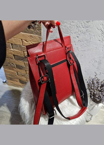 Красная кожаная женская сумка рюкзак трансформер через плечо Serebro (306642377)