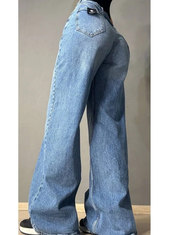 Джинси жіночі Mikaletta 13479 BTL Wide Leg Palazzo широкі сині No Brand - (377678724)