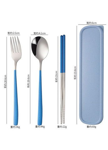 Набір столових приборів, похідний набір “Urban Steel” у футлярі (ложка, виделка, палички, футляр) No Brand (367038418)