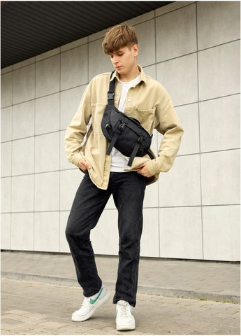 Большая мужская поясная сумка бананка DynamicDart принт "Palm" тканевая (R-80411065m-VS) Sambag (302450255)