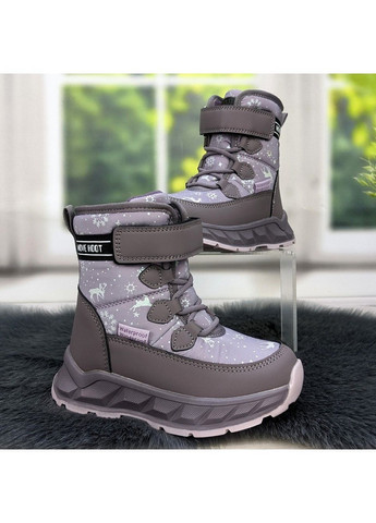 Сиреневые повседневные зимние ботинки дутики зимние детские для девочки Biki