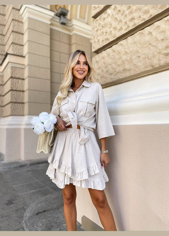 Льняный костюм с рубашкой и юбочкой Vakko (298127096)