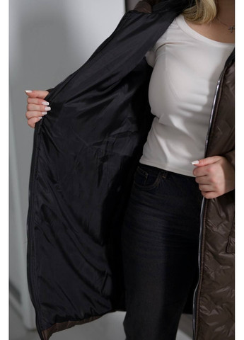 Темно-коричневая зимняя женская куртка-пальто куртка-пальто FINO Mode