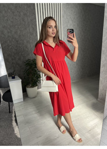 Красное повседневный платье женское Україна однотонное