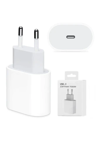 Зарядка для iPhone USB-C 20W и кабель USB-C to Lightning Комплект адаптер + шнур совместимый с iPhone, iPad Белый OEM (336889895)