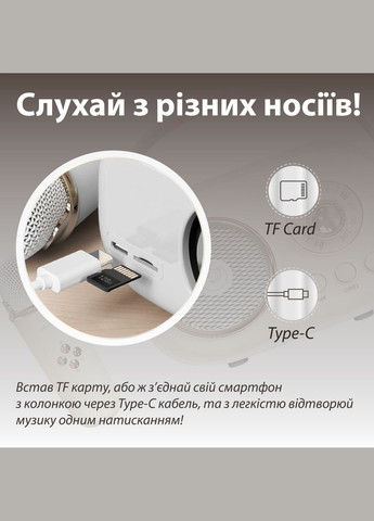 Портативна колонка з мікрофоном Platinum C-20 BT/TF/USB/FM з вологозахистом 5 Вт, біла No Brand (324070104)