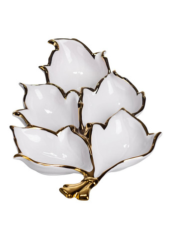 Менажница фарфоровая 5 секций белая с золотом для закусок фруктов сладостей сервировка посуда Yiwu (370432875)