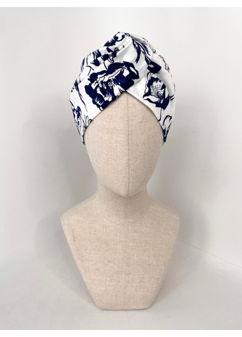 Тюрбан білий з чорнильними квітами BANDANA QUEEN (366239288)