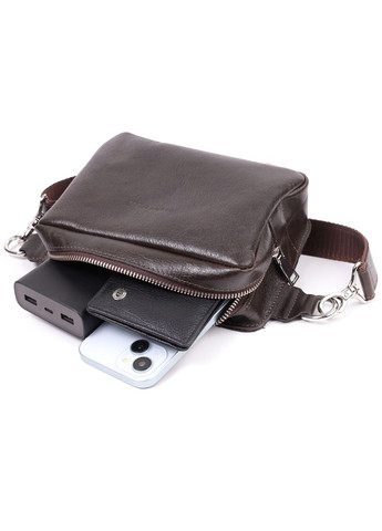 Сумка мужская кожаная через плечо бананка на пояс 22575 Коричневый Grande Pelle (306882233)