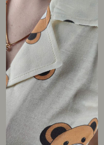 Белая всесезон женская коттоновая пижама с рубашкой на пуговицах и штанами турецкого производства Mirano