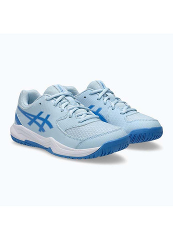 Блакитні осінні дитячі кросівки gel-dedicate 8 gs блакитний Asics