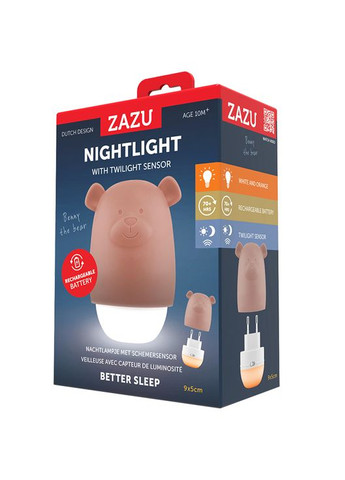 Ночник с датчиком сумерек Benny the Bear, коричневый () Zazu ZA-BENNY-03 (331789346)