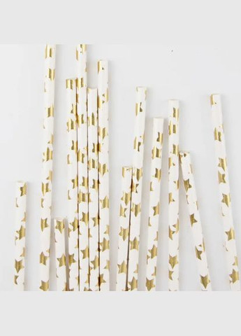 Коктейльные трубочки с принтом звездочек 25 штук 20 см золотисто-белый Jannet трубочка (333969039)