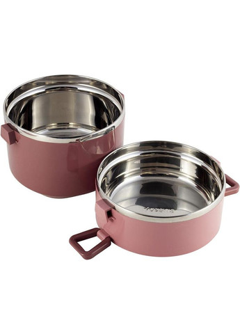 Ланч-бокс Snack 1700мл двухуровневый, пластик и нержавеющая сталь, розовый Kamille (372174202)