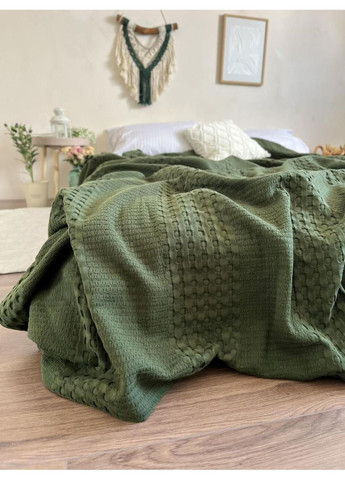 Покривало Марокко вафельне бавовняне темно-зеленого кольору ZEINTEX (315346988)
