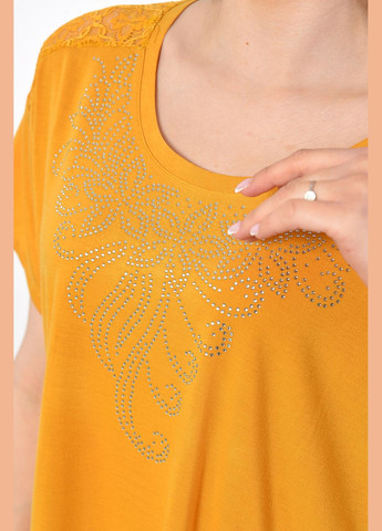 Гірчична літня футболка жіноча батальна гірчичного кольору Let's Shop