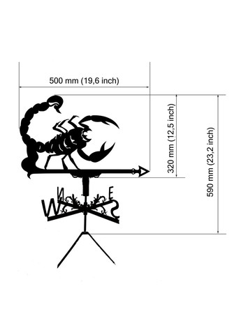Флюгер Скорпион, флюгер на кровлю из металла 2 мм. No Brand (368896642)