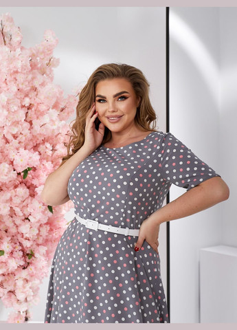 Серое повседневный нарядное платье миди колокол No Brand с цветочным принтом