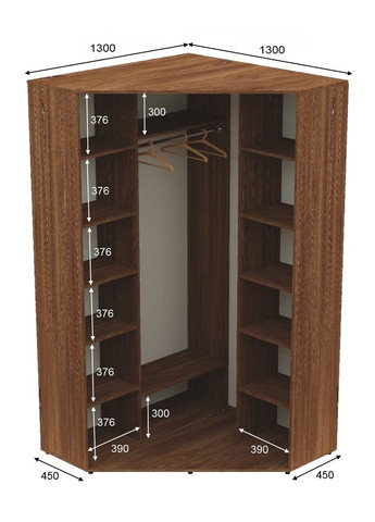 Шафа-купе дводверна кутова 130*130*220 Дуб вінтаж Дзеркало/Дзеркало з піскострумним малюнком Угол-3 Алекса (360466028)
