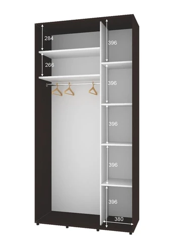 Шкаф-купе двухдверный Комфорт Мебель 100*60*210 см Венге 2 двери Зеркало Стандарт Комфорт Меблі (360464231)
