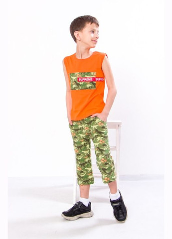 Помаранчевий літній комплект для хлопчика (афганка+бриджі) (p-3654) Носи своє