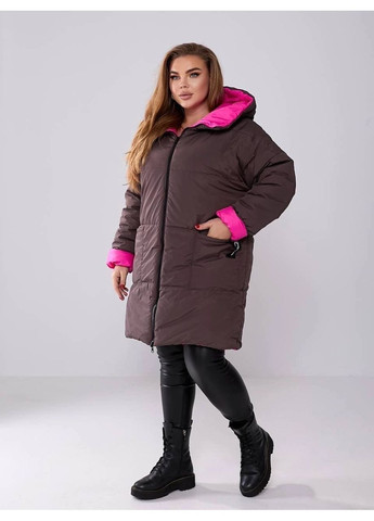 Коричнева демісезонна куртка жіноча двухстороння Style Point