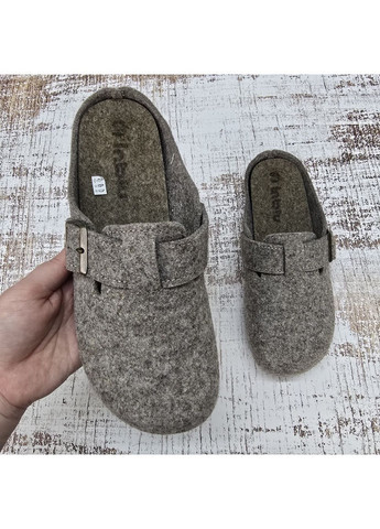 Бежевые тапочки мужские бежевые фетровые на полиуретановой подошве Inblu