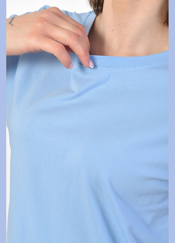 Світло-блакитна літня футболка жіноча однотонна світло-блакитного кольору Let's Shop