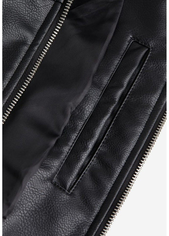 Черная демисезонная мужская куртка из эко-кожи обычного кроя н&м (57536) s черная H&M