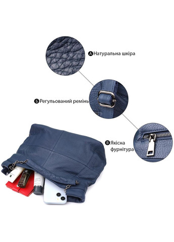 Сумка тоут через плечо женская из натуральной кожи средняя Синий 38280 Vintage (355245184)