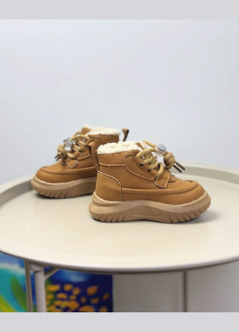Бежевые повседневные зимние ботинки осенние детские рыжие 1467 No Brand