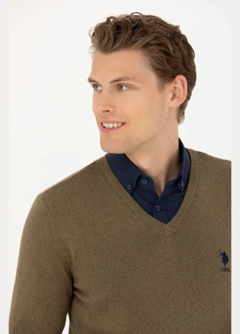 Оливковий (хакі) светр u.s. polo assn. чоловічий U.S. Polo Assn.