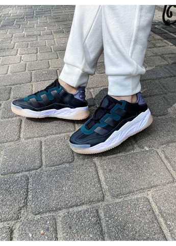 Сірі Осінні кросівки чоловічі adidas niteball white black green адідас найтбол No Brand