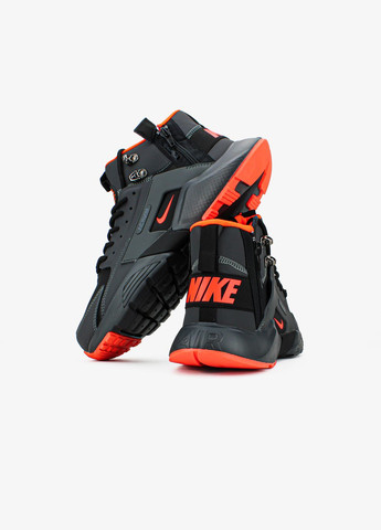 Черные зимние кроссовки зимние мужские nike huarache x acronym winter mid black termo | найк хуарачи х акронум высокие черные термо No Brand